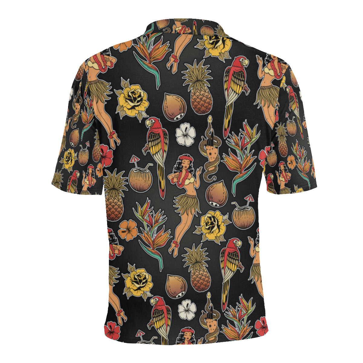Hula Dancers Hawaiian Style Pattern Print Design 0 Men Polo Shirt