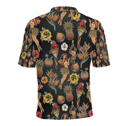 Hula Dancers Hawaiian Style Pattern Print Design 0 Men Polo Shirt
