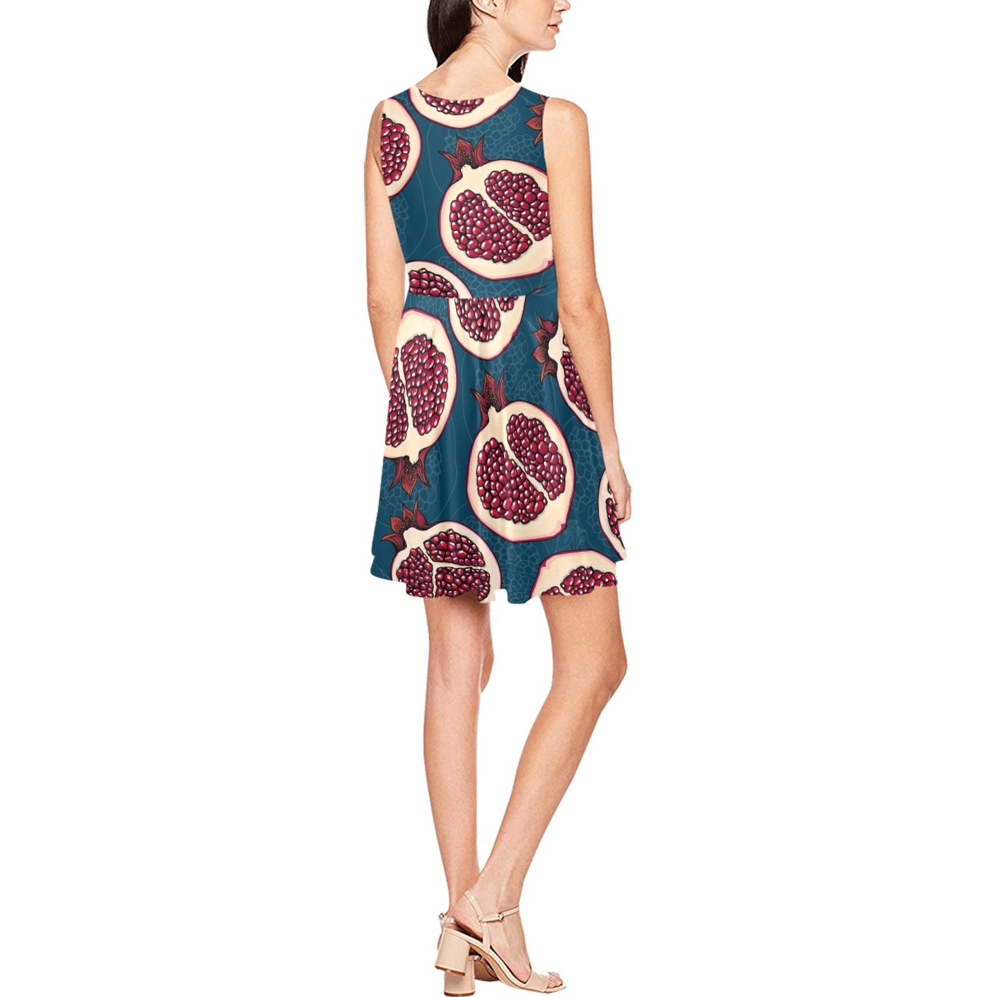 Pomegranate Pattern Print Design PG02 Sleeveless Dress