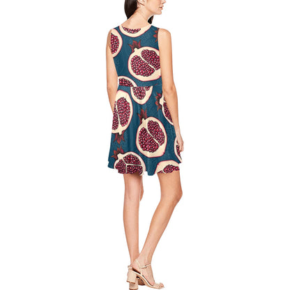 Pomegranate Pattern Print Design PG02 Sleeveless Dress
