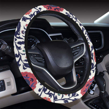 Suzani Print Design LKS304 Steering Wheel Cover with Elastic Edge