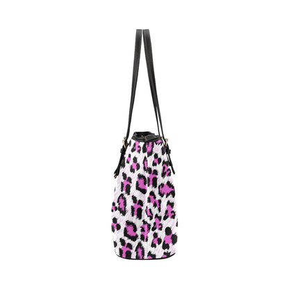 Leopard Pink Skin Print Leather Tote Bag