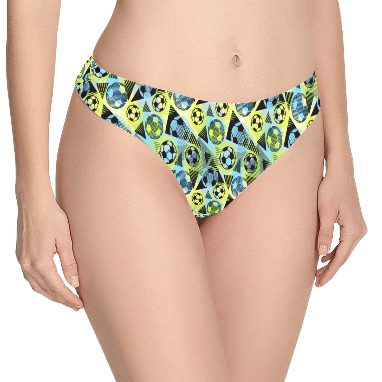 Soccer Ball Themed Print Design Women's Thongs