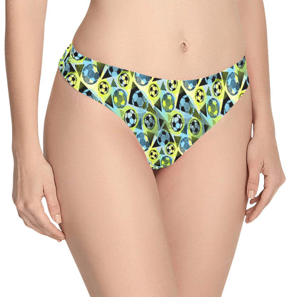 Soccer Ball Themed Print Design Women's Thongs