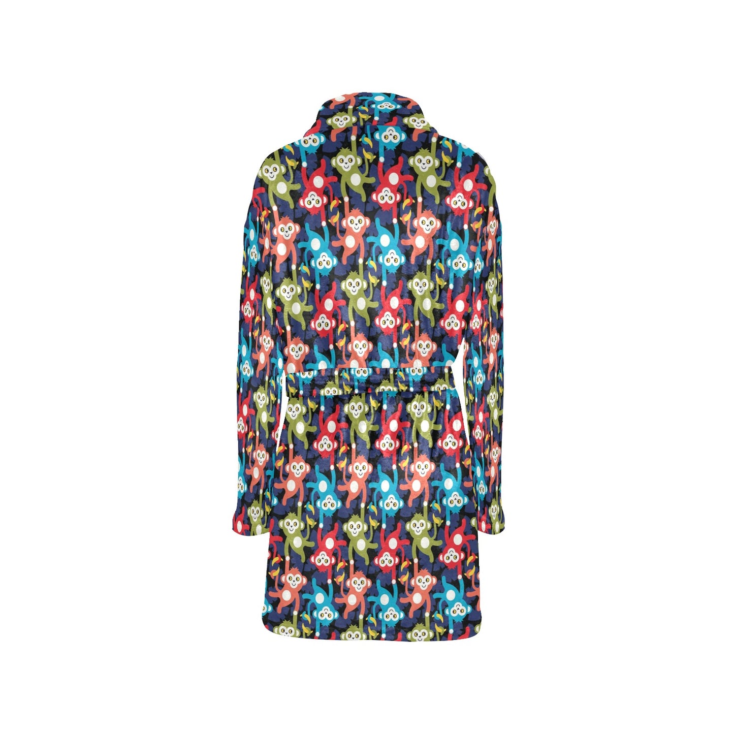Monkey Colorful Design Themed Print Women's Fleece Robe