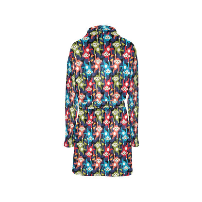 Monkey Colorful Design Themed Print Women's Fleece Robe