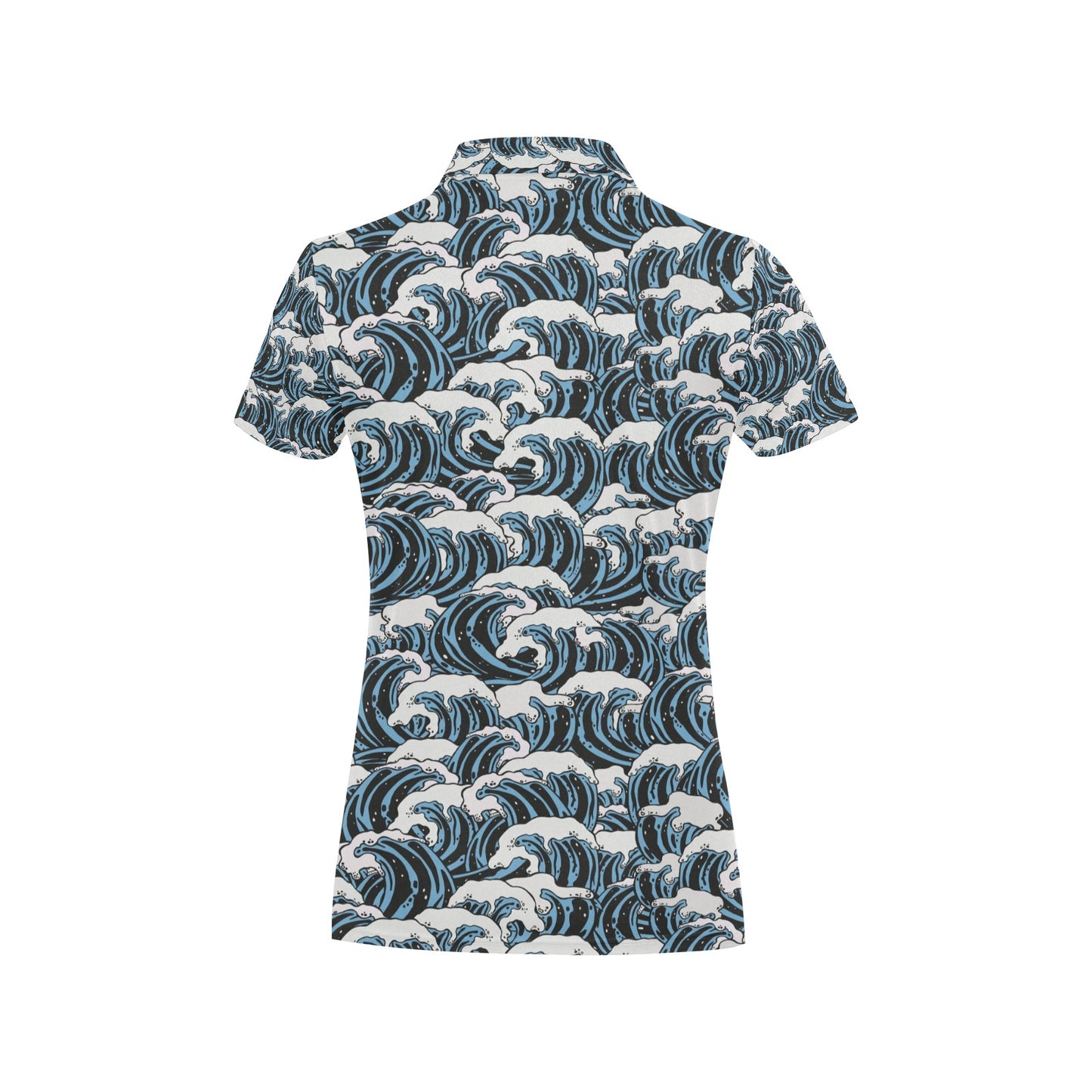 Surf Wave Pattern Print Women's Polo Shirt