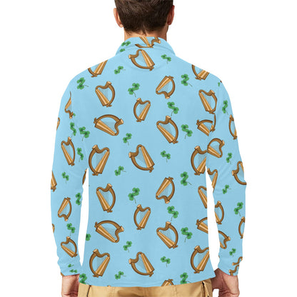 Harp Pattern Print Design 01 Long Sleeve Polo Shirt For Men's