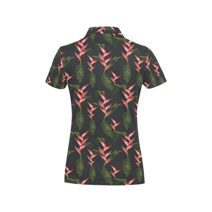 Heliconia Pattern Print Design HL07 Women's Polo Shirt