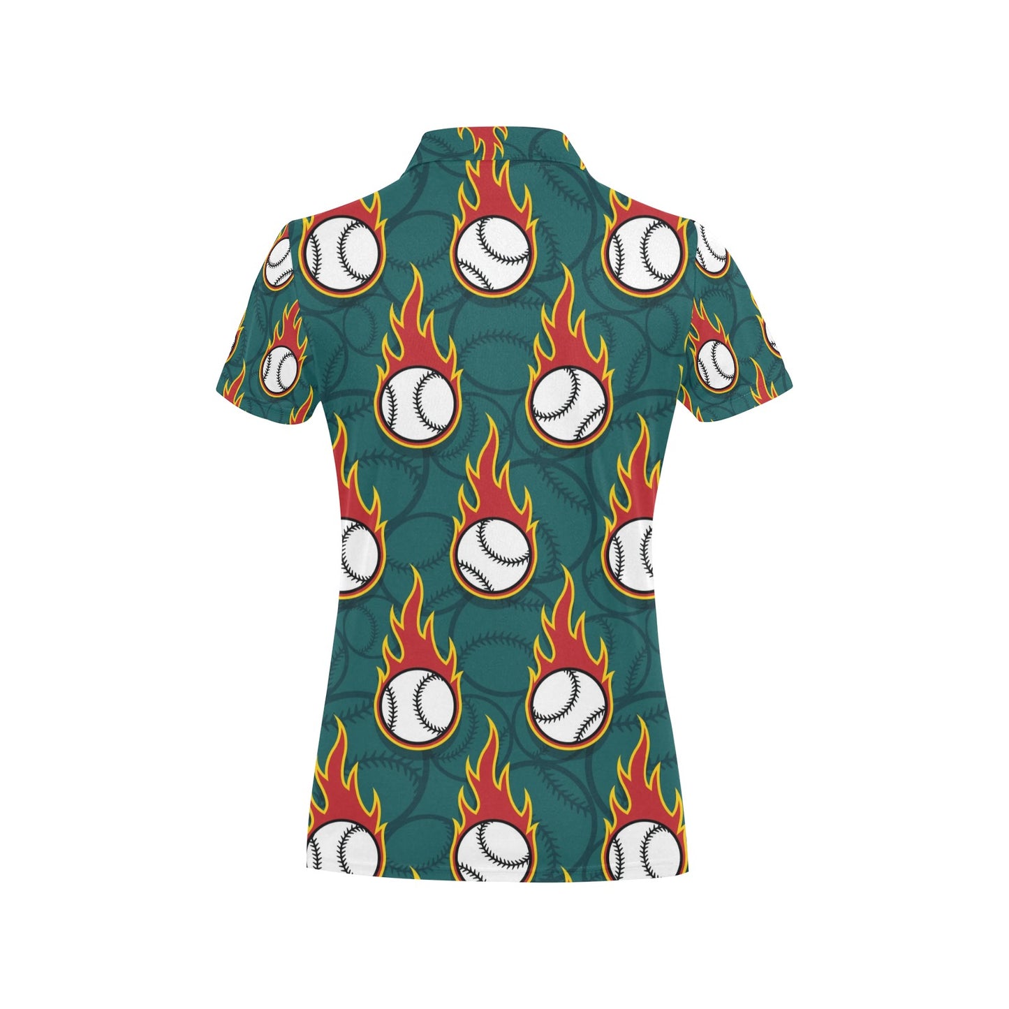 Baseball Fire Print Pattern Women's Polo Shirt