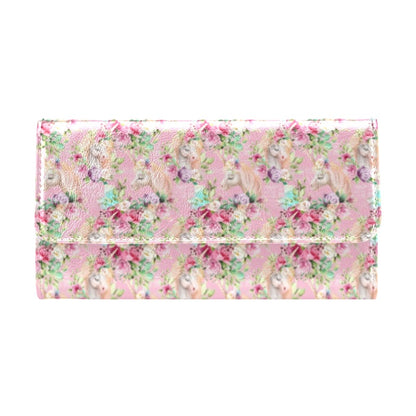 Unicorn Princess with Rose Women's Trifold Wallet