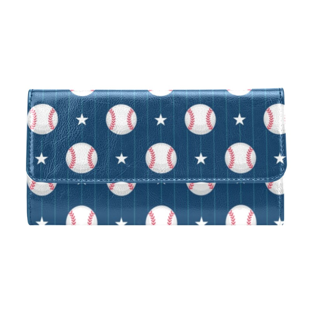 Baseball Star Print Pattern Women's Trifold Wallet