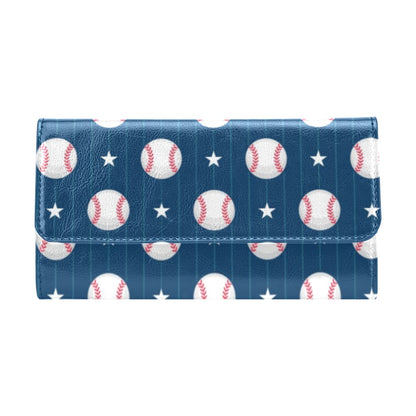 Baseball Star Print Pattern Women's Trifold Wallet