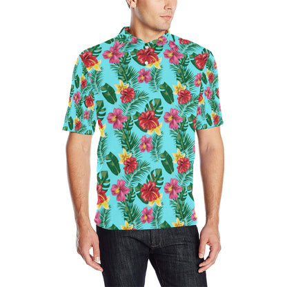 Hibiscus Hawaiian Flower Men Polo Shirt
