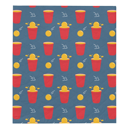 Beer Pong Pattern Print Design 02 Premium Quilt
