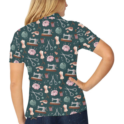 Sewing Equipment Print Design LKS307 Women's Polo Shirt
