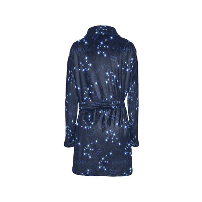 Aquarius Zodiac Pattern Print Design 02 Women's Fleece Robe