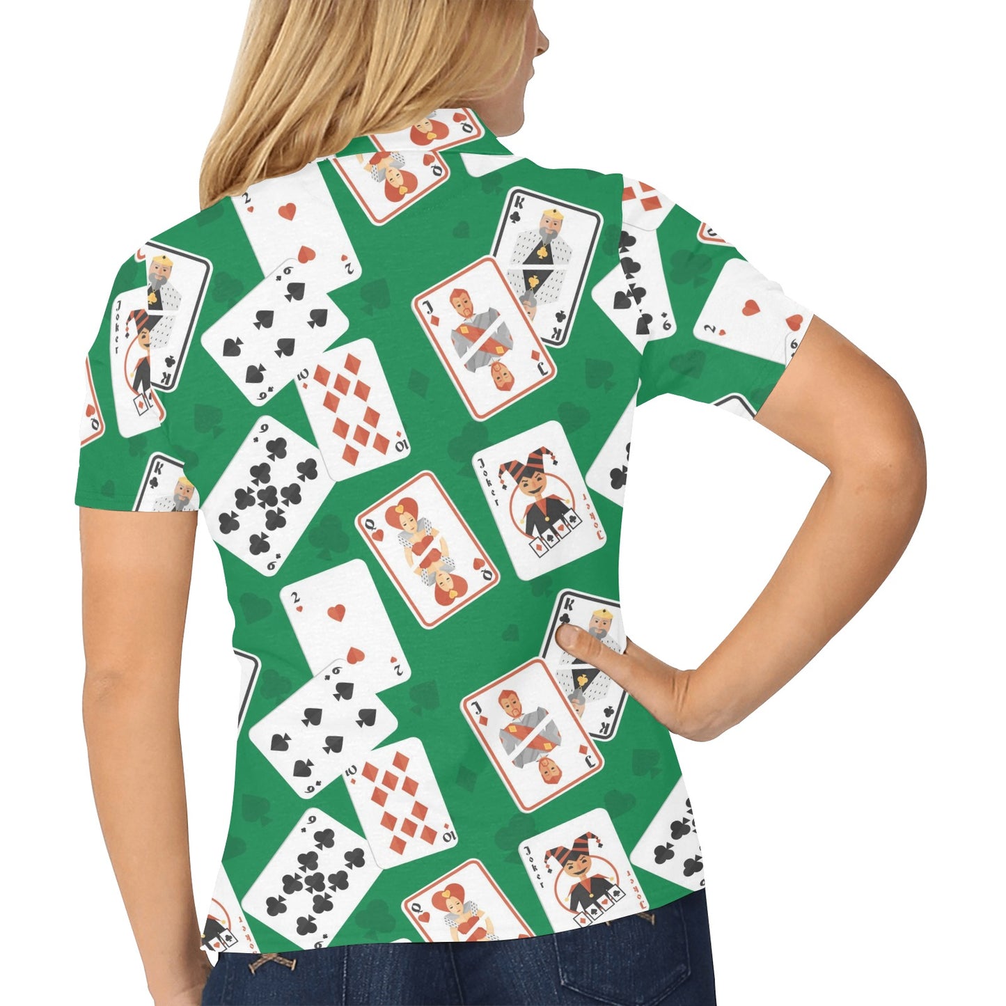 Poker Cards Pattern Print Design A03 Women's Polo Shirt
