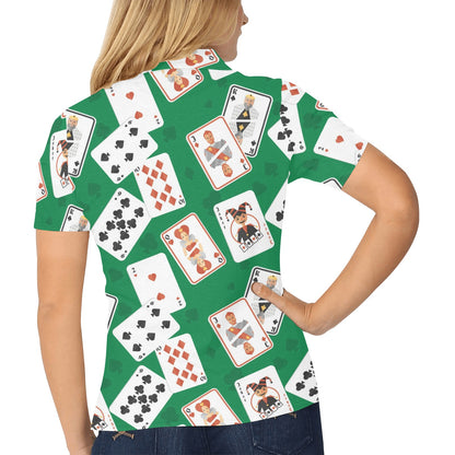 Poker Cards Pattern Print Design A03 Women's Polo Shirt