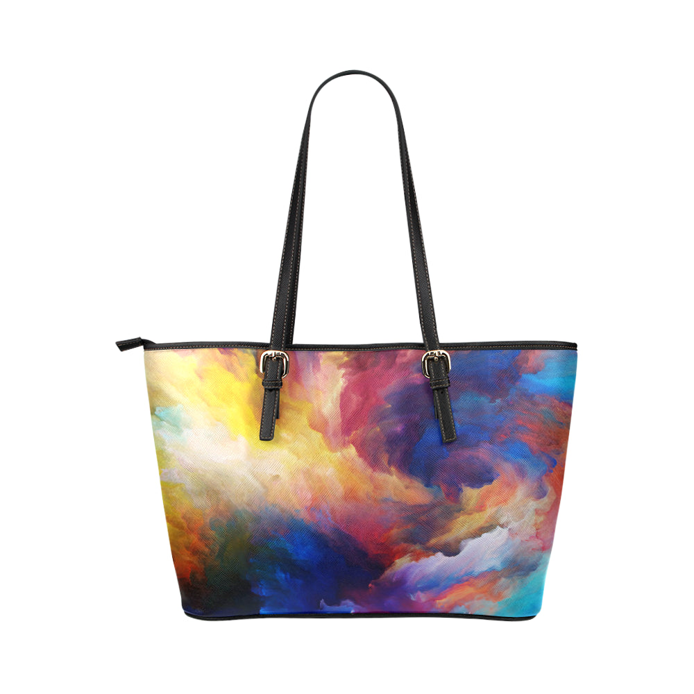 Vortex Twist Swirl Water Color Design Leather Tote Bag