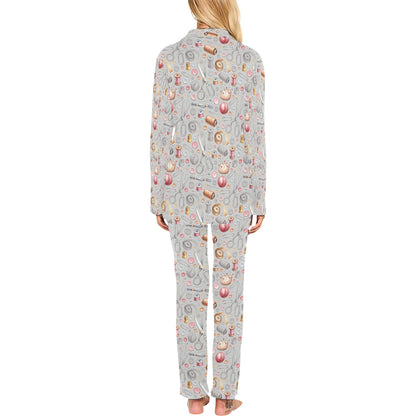 Sewing Equipment Print Design LKS302 Women's Long Pajama Set