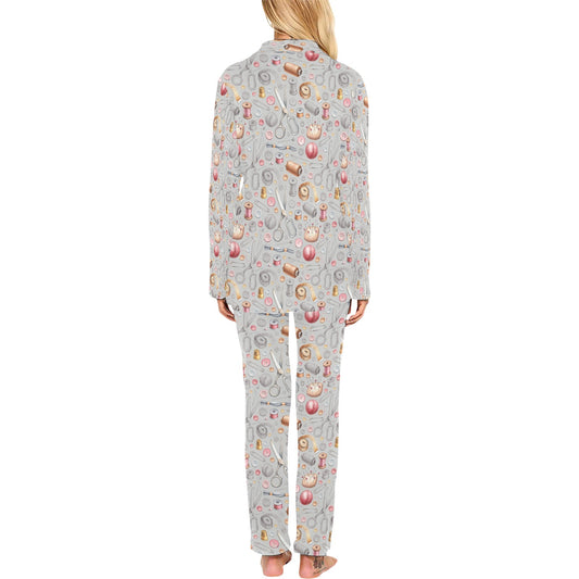 Sewing Equipment Print Design LKS302 Women's Long Pajama Set