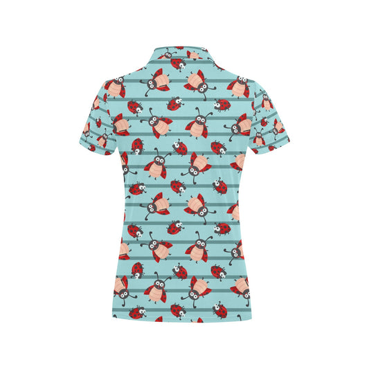 Ladybug Happy Print Pattern Women's Polo Shirt