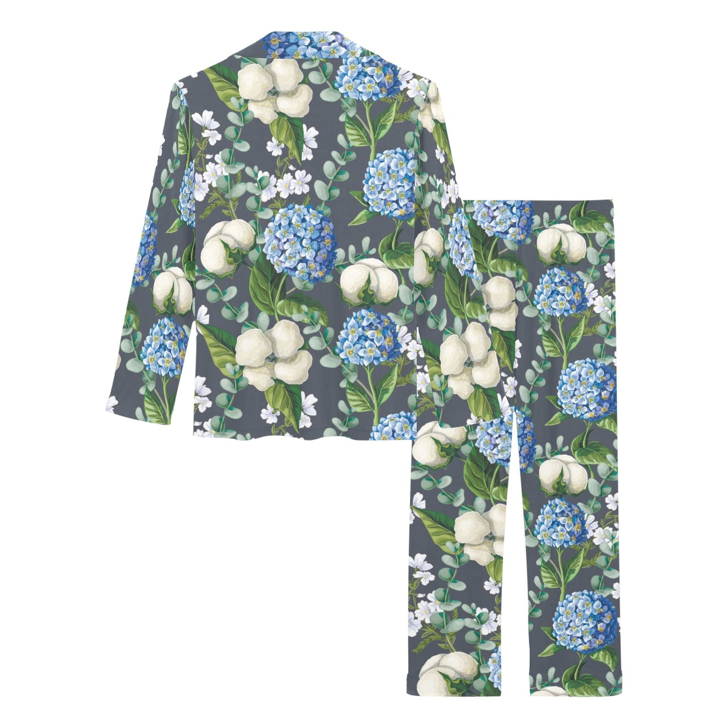 Hydrangea Pattern Print Design 02 Women's Long Pajama Set