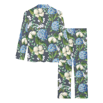 Hydrangea Pattern Print Design 02 Women's Long Pajama Set