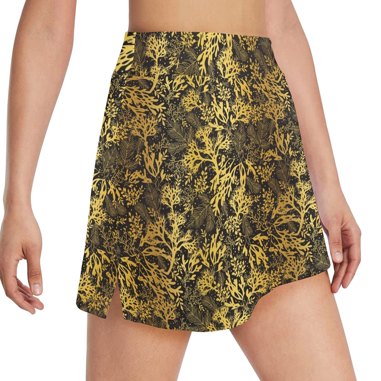 Seaweed Print Design LKS303 17" Golf & Pickleball Skort with Pockets