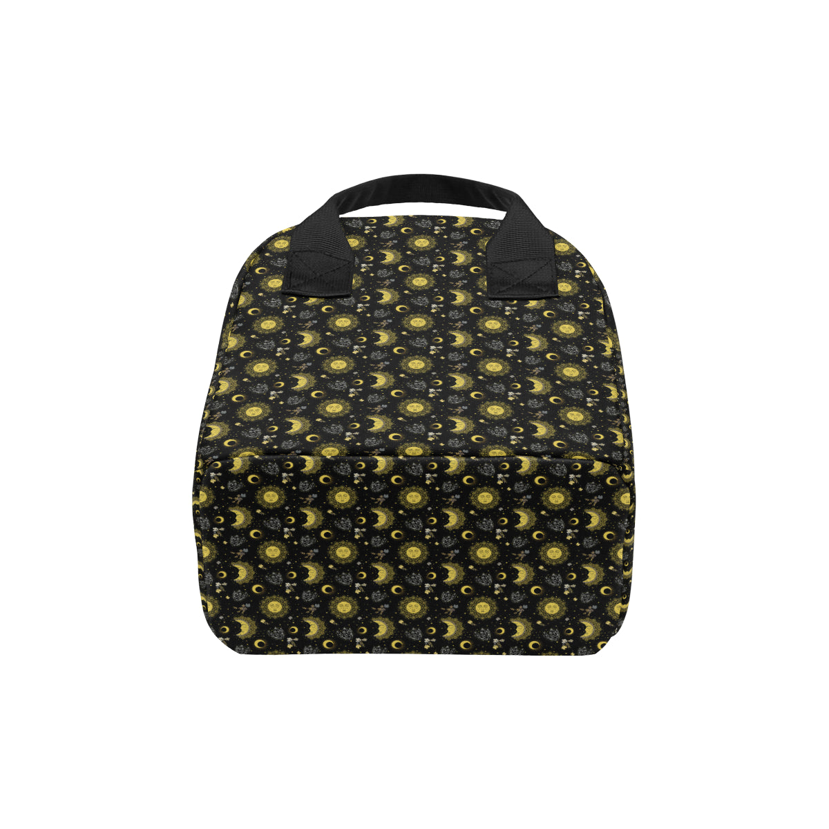 Sun Moon Golden Design Themed Print Insulated Lunch Bag