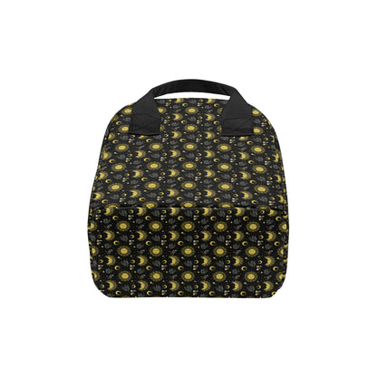 Sun Moon Golden Design Themed Print Insulated Lunch Bag