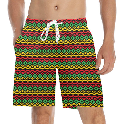 Rasta Reggae Color Themed Men's Swim Trunks Beach Shorts