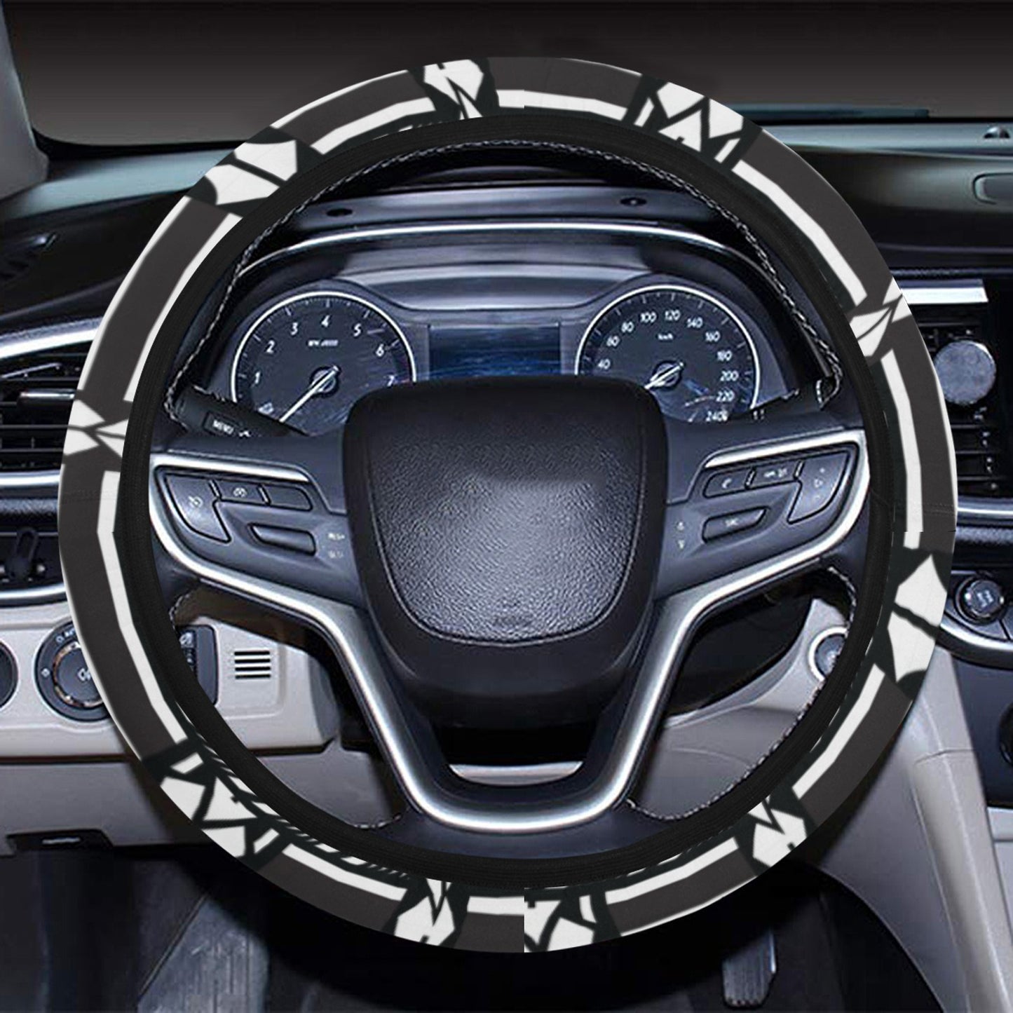 Samoan Tattoo Print Design LKS304 Steering Wheel Cover with Elastic Edge