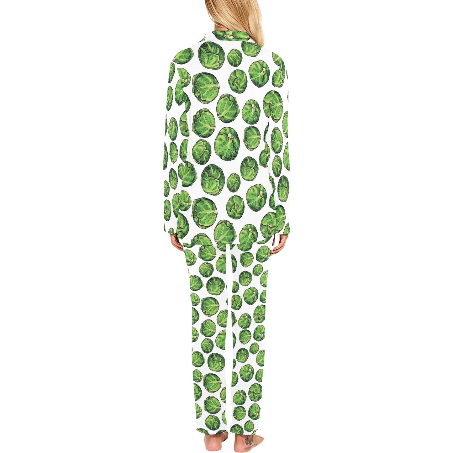 Brussels Sprouts Pattern Print Design 02 Women's Long Pajama Set