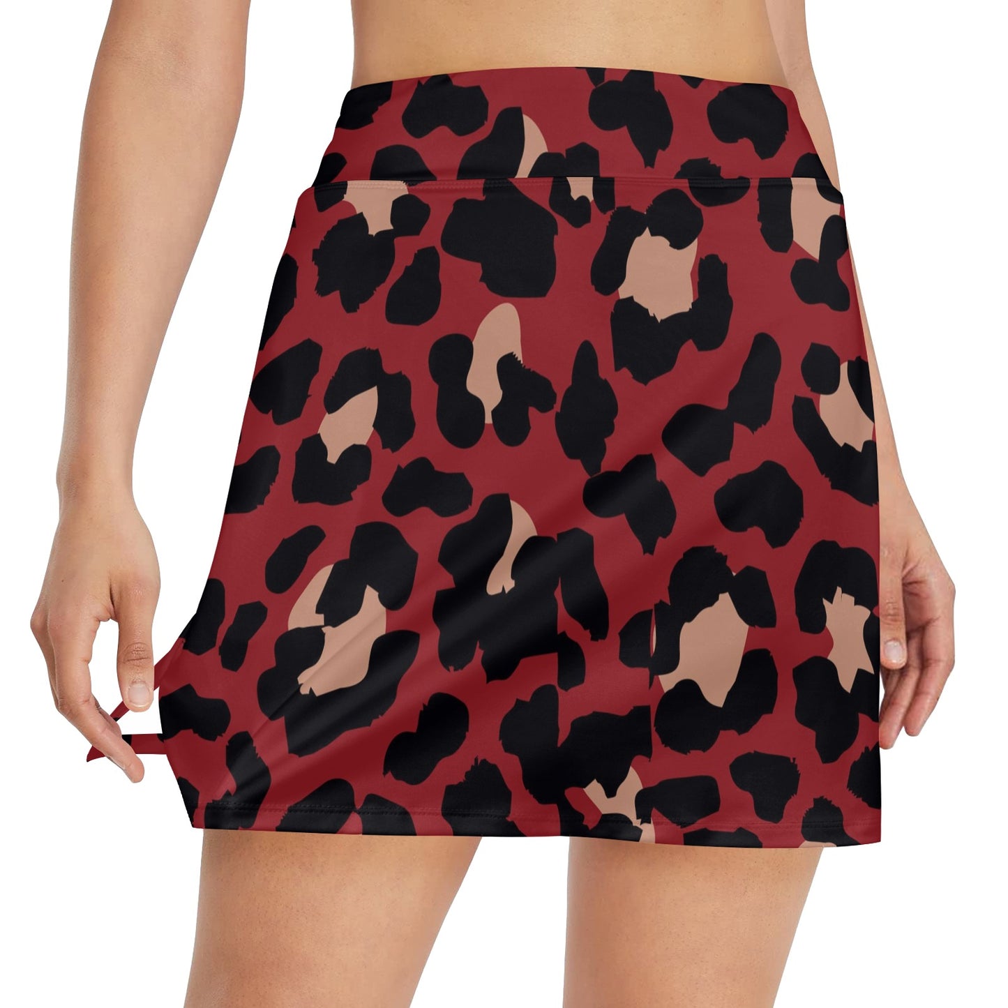 Cheetah Red Print Pattern 17" Golf & Pickleball Skort with Pockets