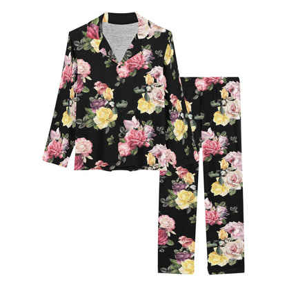 Rose Pattern Print Design RO010 Women's Long Pajama Set