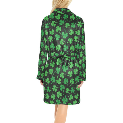 Clover Pattern Print Design 04 Women's Fleece Robe