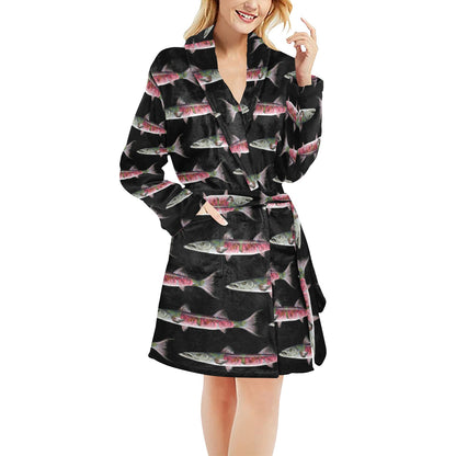 Barracuda Pattern Print Design 02 Women's Fleece Robe