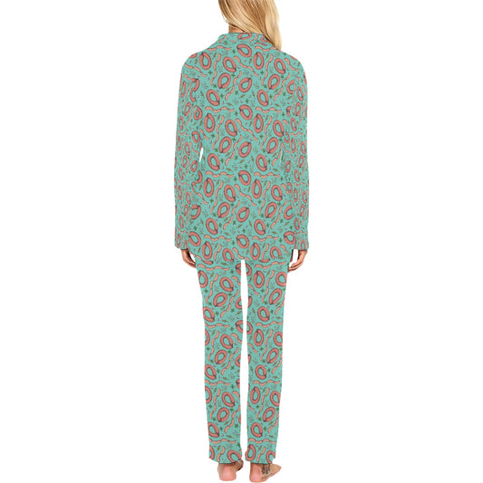 Sausage Print Design LKS303 Women's Long Pajama Set