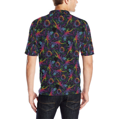 Gecko Rainbow Pattern Print Design 03 Men Polo Shirt
