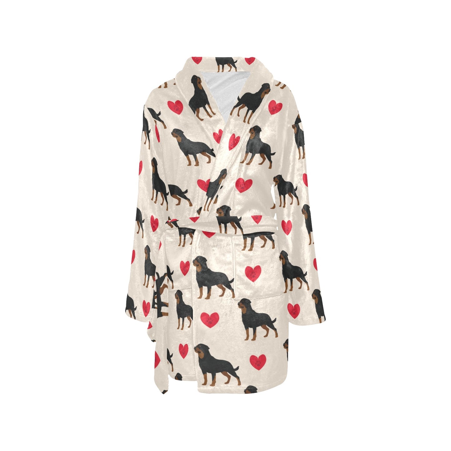 Rottweiler Pattern Print Design A02 Women's Fleece Robe