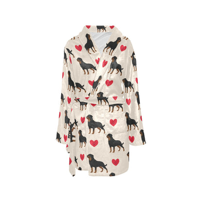 Rottweiler Pattern Print Design A02 Women's Fleece Robe