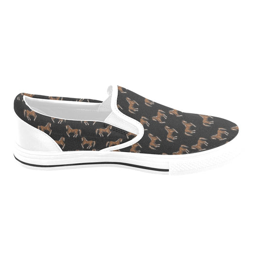 Horse Print Design LKS3010 White Slip Ons Canvas Women's Shoes