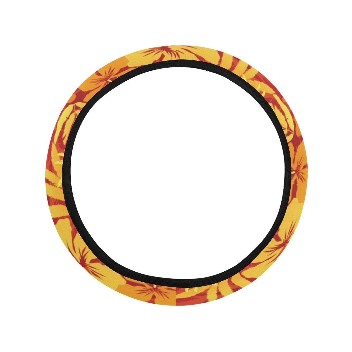 Hibiscus Summer Print Design LKS302 Steering Wheel Cover with Elastic Edge