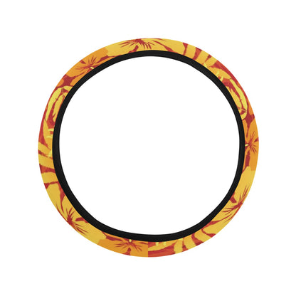 Hibiscus Summer Print Design LKS302 Steering Wheel Cover with Elastic Edge