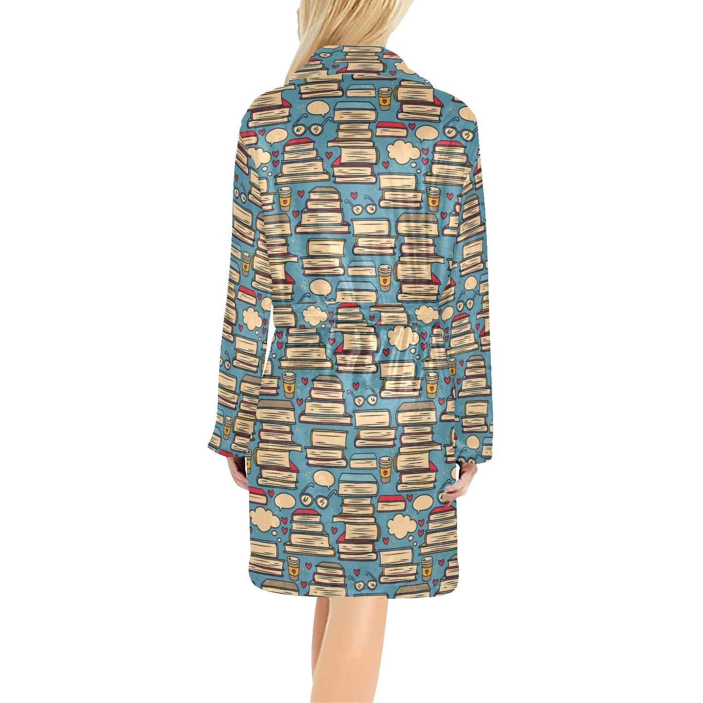 Book Pattern Print Design 03 Women's Fleece Robe