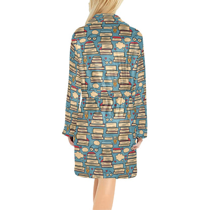 Book Pattern Print Design 03 Women's Fleece Robe