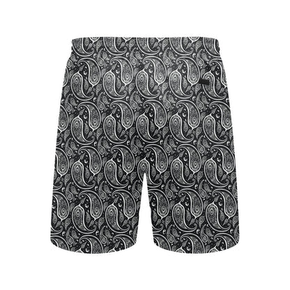 Paisley Black Design Print Men's Swim Trunks Beach Shorts