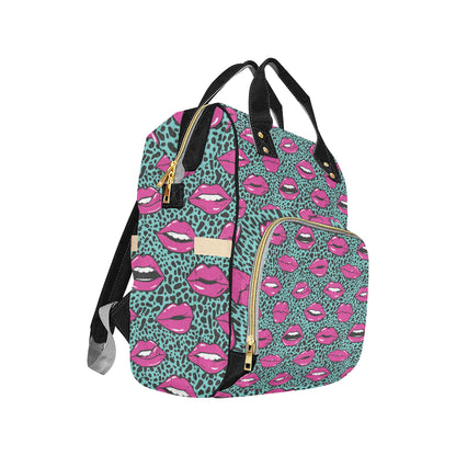 Lip Pattern Print Design 04 Diaper Bag Backpack